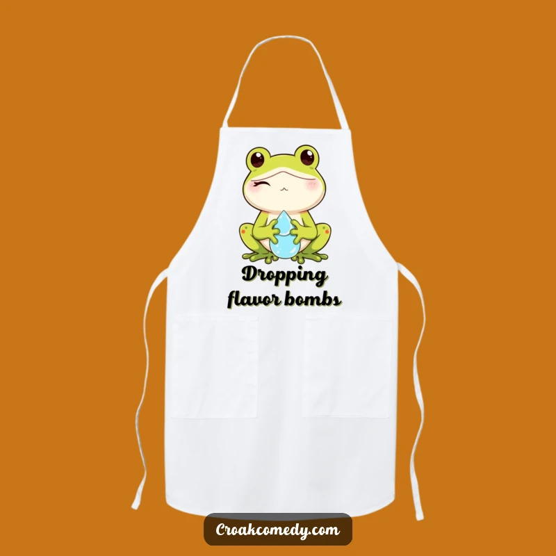 Funny Winking Frog Dewdrop Apron: Cook with a Playful Kitchen Companion