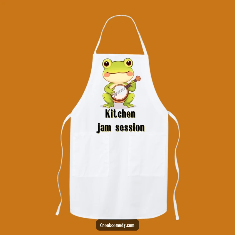 Funny Frog Apron - Cheerful Banjo Kitchen Fun, Humorous Musical Gift