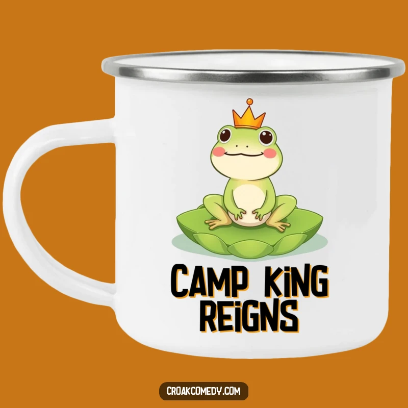 Funny Frog King Camping Mug: Cheerful Crowned Amphibian Drinkware for Regal Adventures!