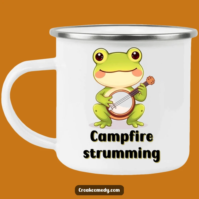 Funny Frog Camping Mug - Cheerful Banjo Cup, Outdoor Musical Humorous Gift