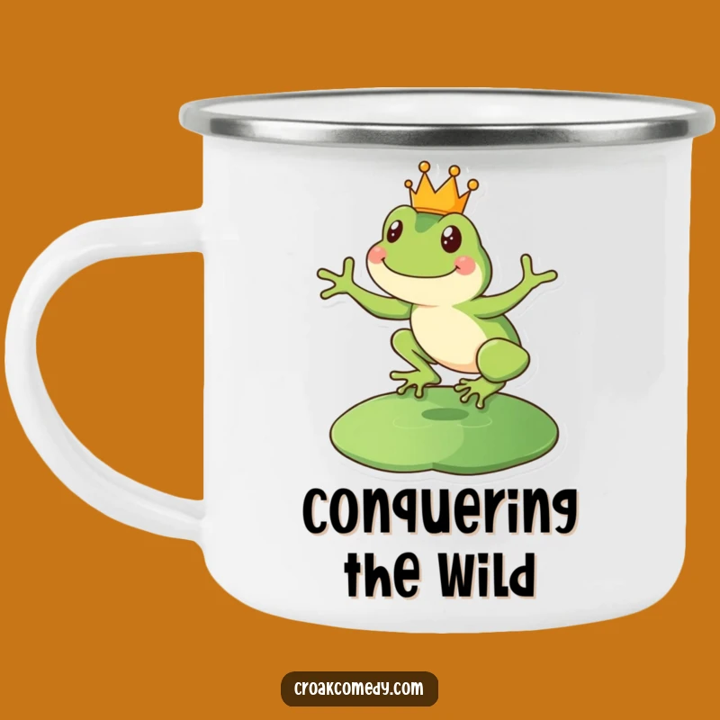 Funny Royal Frog Camping Mug: Leaping King Amphibian Adventure