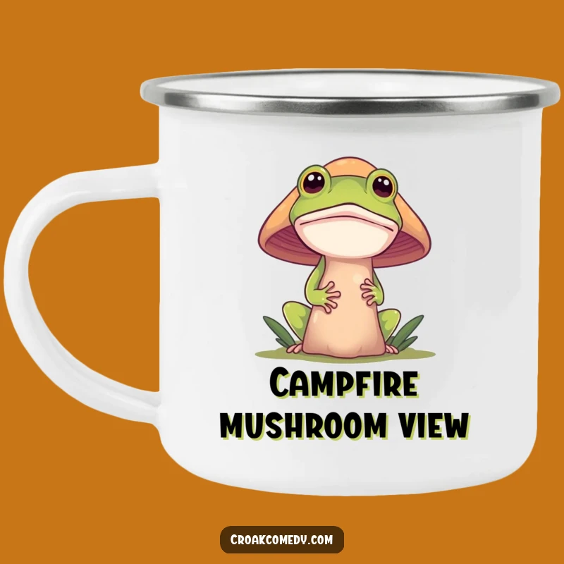 Funny Frog Camping Mug: Mushroom Peek, Adventurous Funny Gift