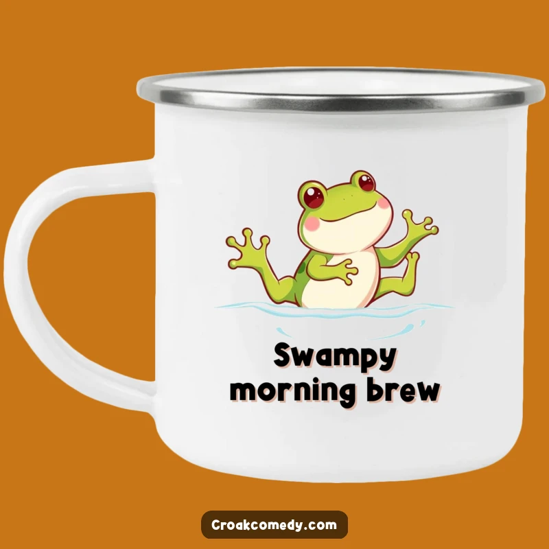 Funny Frog Camping Mug: Playful Kicking Legs Design, Outdoor Funny Gift