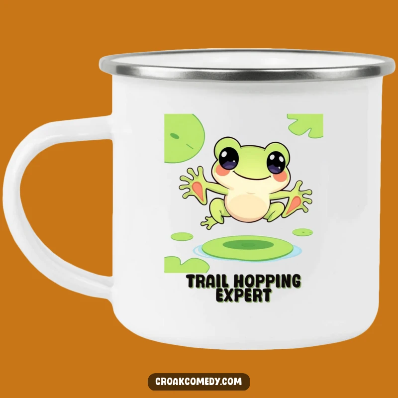 Funny Frog Leap Camping Mug - Adventure Fuelled by Playful Jumps