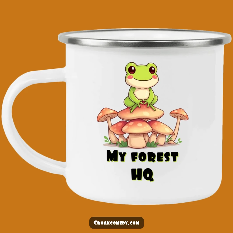 Funny Frog Mushroom Camp Mug: Happy Character's Balanced Brew, Rustic Funny Gift