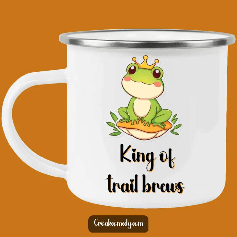 Funny Royal Frog Camping Mug: Rugged & Hilarious Enamel Mug for Outdoors!
