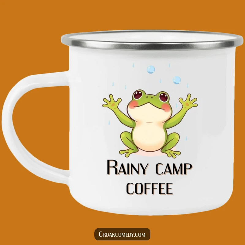 Funny Frog Rain Camping Mug - Enjoy the Outdoors, Rain or Shine