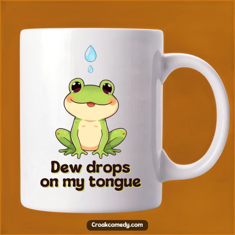 Funny Rainy Day Frog Mug: Cheerful Amphibian Catching Drops, Perfect Funny Gift Idea
