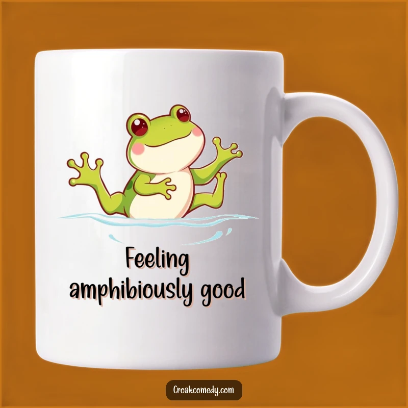 Funny Frog Swimming Mug: Happy Amphibian Kicking Legs, Perfect Funny Gift Idea