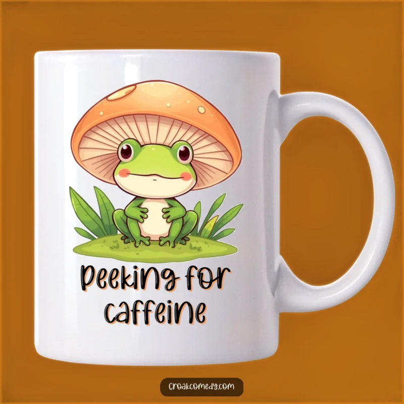 Funny Curious Frog Mushroom Mug - Whimsical Peek-a-Boo Gift for Nature Lovers