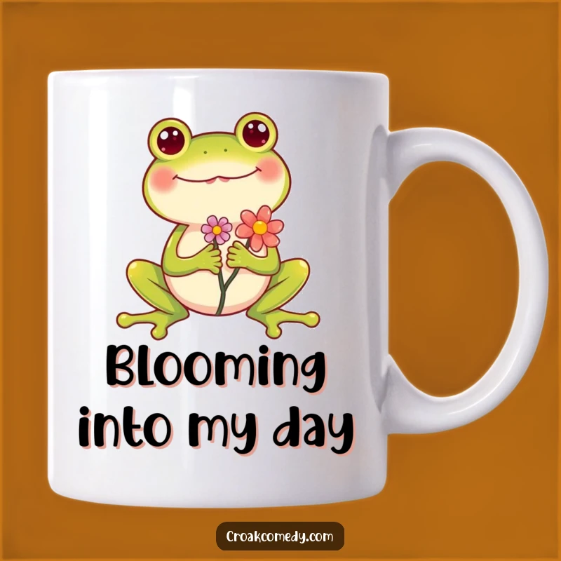 Funny Frog Flower Hug Mug: Adorable Amphibian Makes a Hilarious Gift