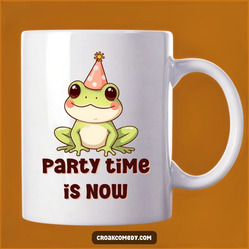 Funny Frog Party Hat Mug - Cheerful Celebration Gift for Frog Lovers