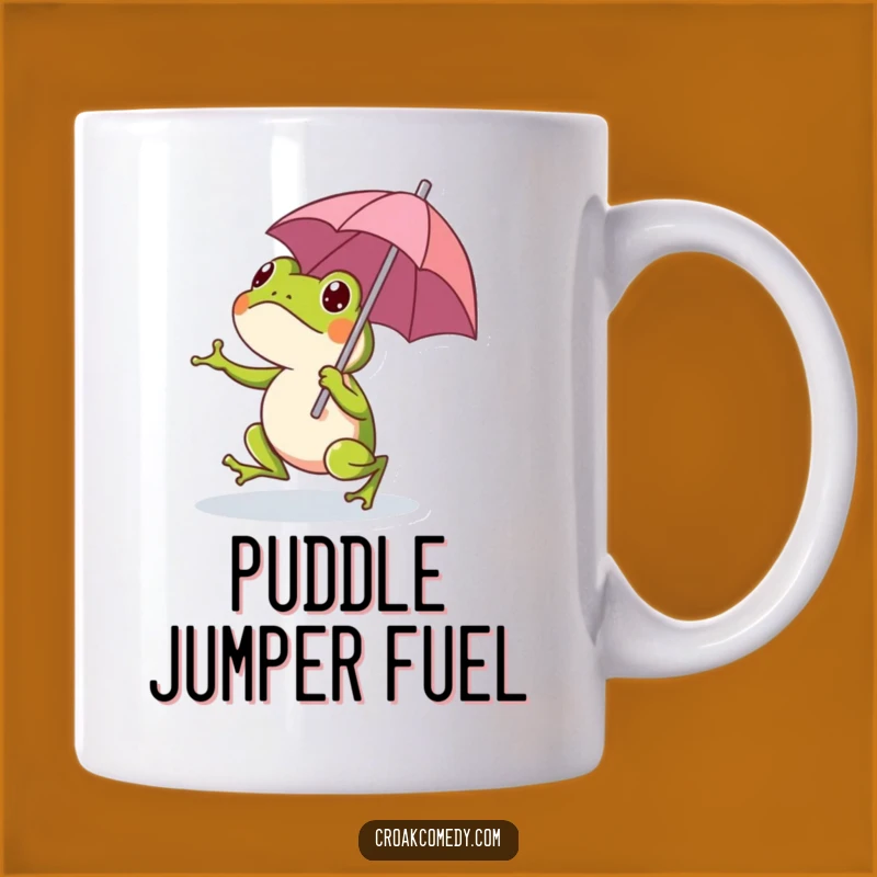Funny Frog Umbrella Mug - Whimsical Rainy Day Humor Gift for Frog Lovers