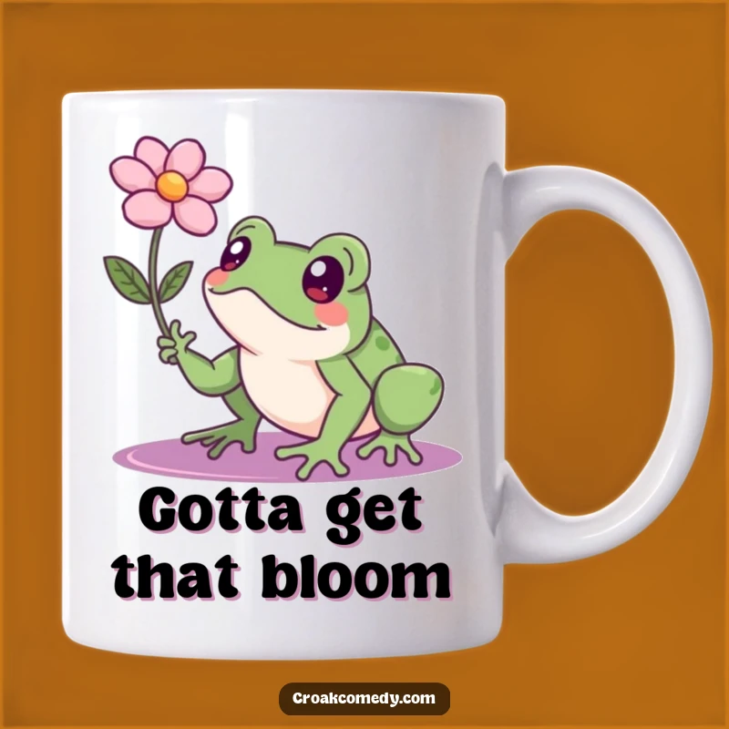Funny Determined Frog Flower Mug: Ambitious Amphibian Gift for Go-Getters