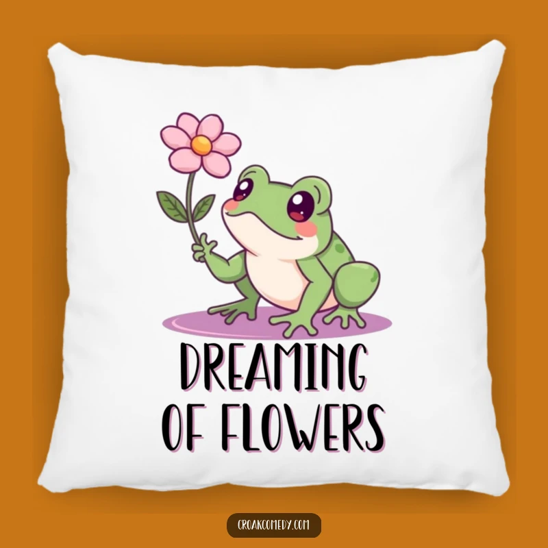 Funny Determined Frog Flower Pillow: Comfy Support for Your Goals