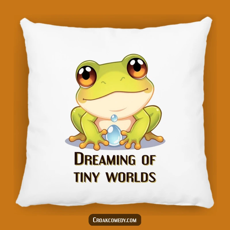 Funny Frog Dewdrop Pillow - Curious Frog Wide Eyes Macro Photo Cushion