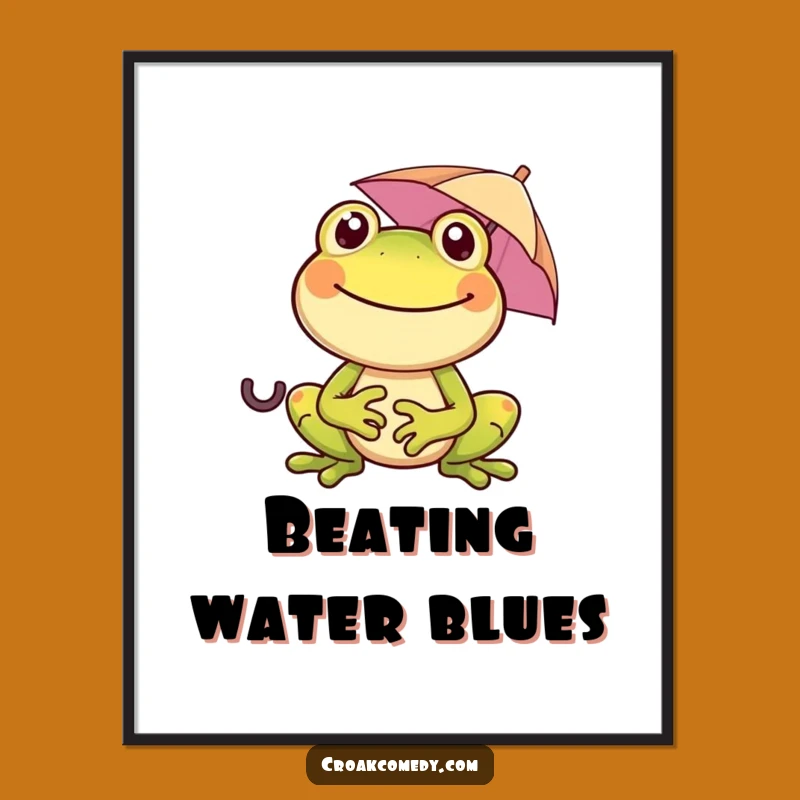 Funny Frog Umbrella Digital Art - Cheerful Amphibian Print for Walls!