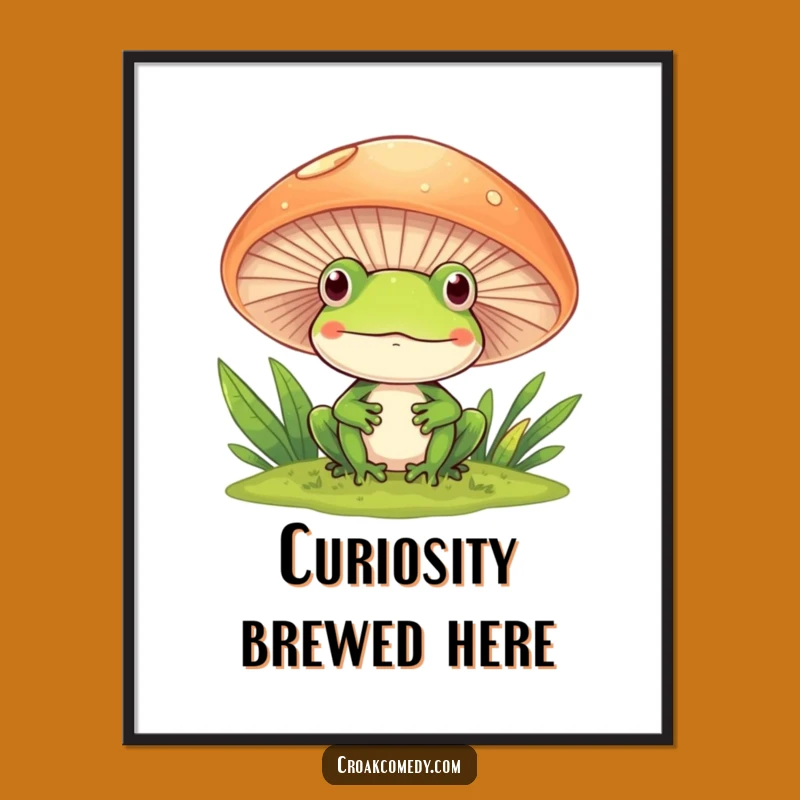 Funny Frog Mushroom Digital Art Print - Instant Whimsical Download for Nature Lovers