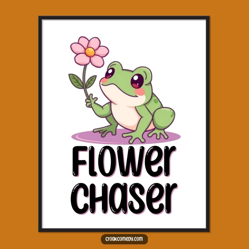 Funny Determined Frog Flower Digital Print: Instant Motivational Wall Art
