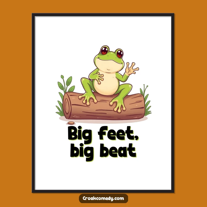 Funny Frog Digital Art: Big Feet Rhythm Tapper Print, Instant Funny Gift Download