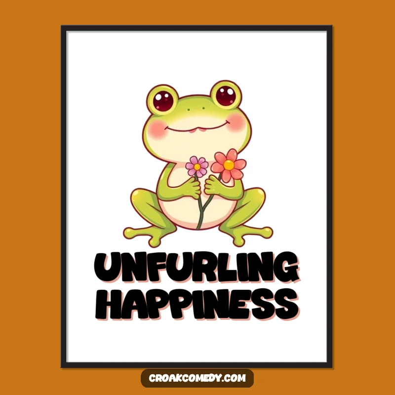Funny Frog Flower Digital Art: Hilarious, Joyful Amphibian Instant Download