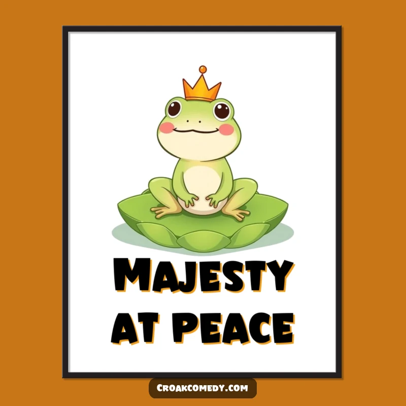 Funny Frog King Digital Print: Cheerful Crowned Amphibian Art for Instant Regal Decor!