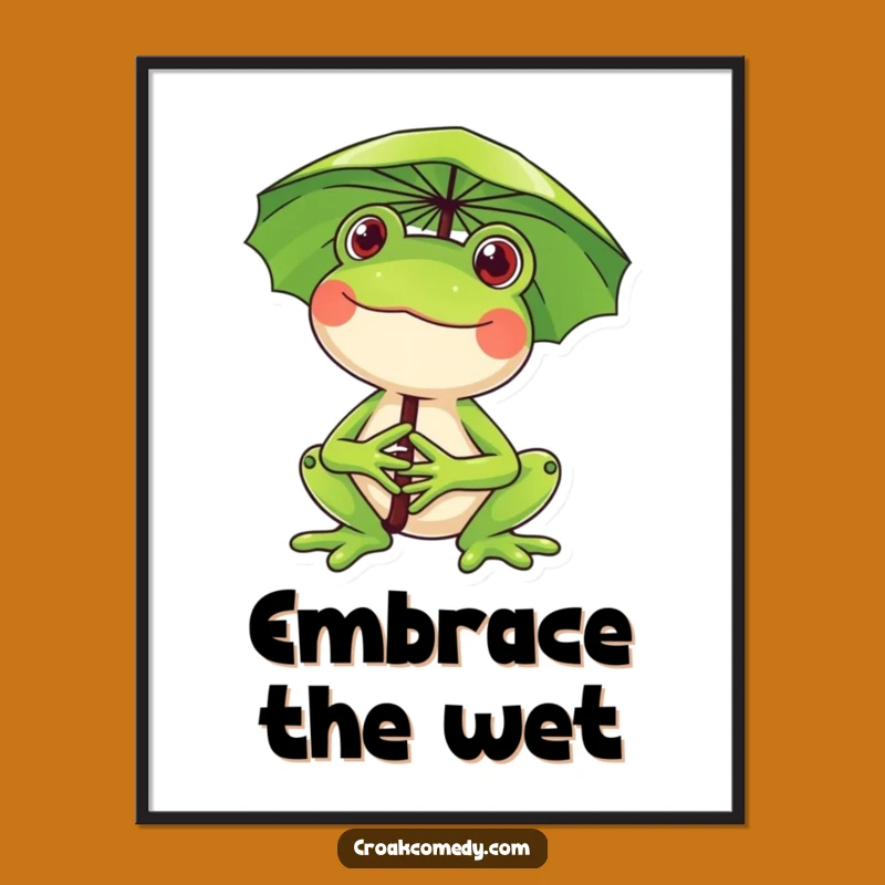 Funny Frog Lily Pad Umbrella Digital Art: Instant Joy and Hilarious Wall Decor