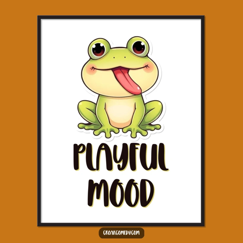 Funny Giggling Frog Tongue Out Digital Print: Playful Amphibian Art for Instant Hilarious Decor!