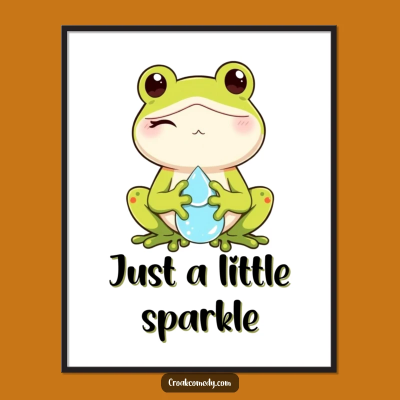 Funny Winking Frog Dewdrop Digital Print: Instant Playful Art for Your Walls