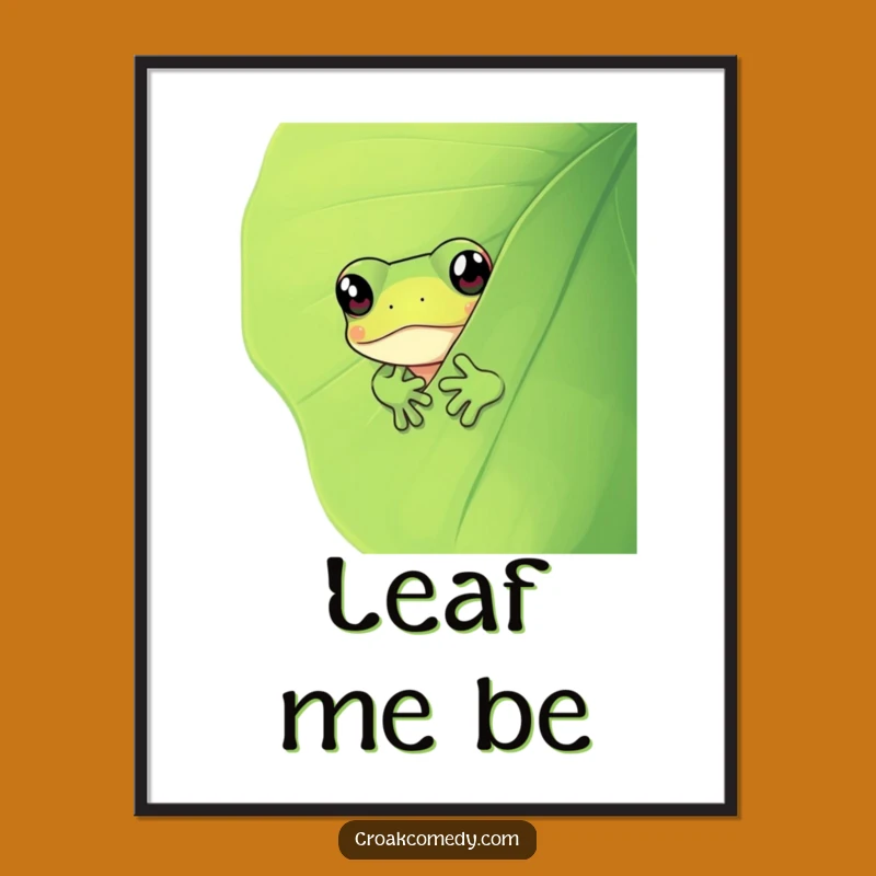 Funny Frog Digital Art: Curious Leaf Peek Print, Instant Hilarious Funny Gift Download