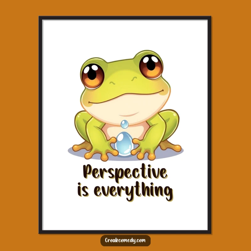 Funny Frog Dewdrop Digital Print - Curious Frog Wide Eyes Macro Photo Wall Art