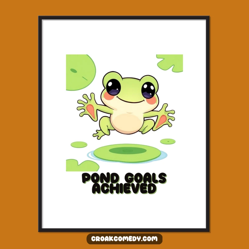 Funny Frog Leap Digital Art Print - Instant Pond Fun for Walls