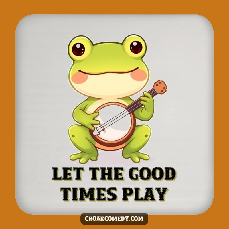 Funny Frog Coaster - Cheerful Banjo Fun, Humorous Gift Set