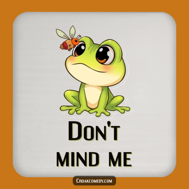 Funny Frog Coaster Set: Cartoon Frog's Fly Obsession, Protects Surfaces with Funny Gift