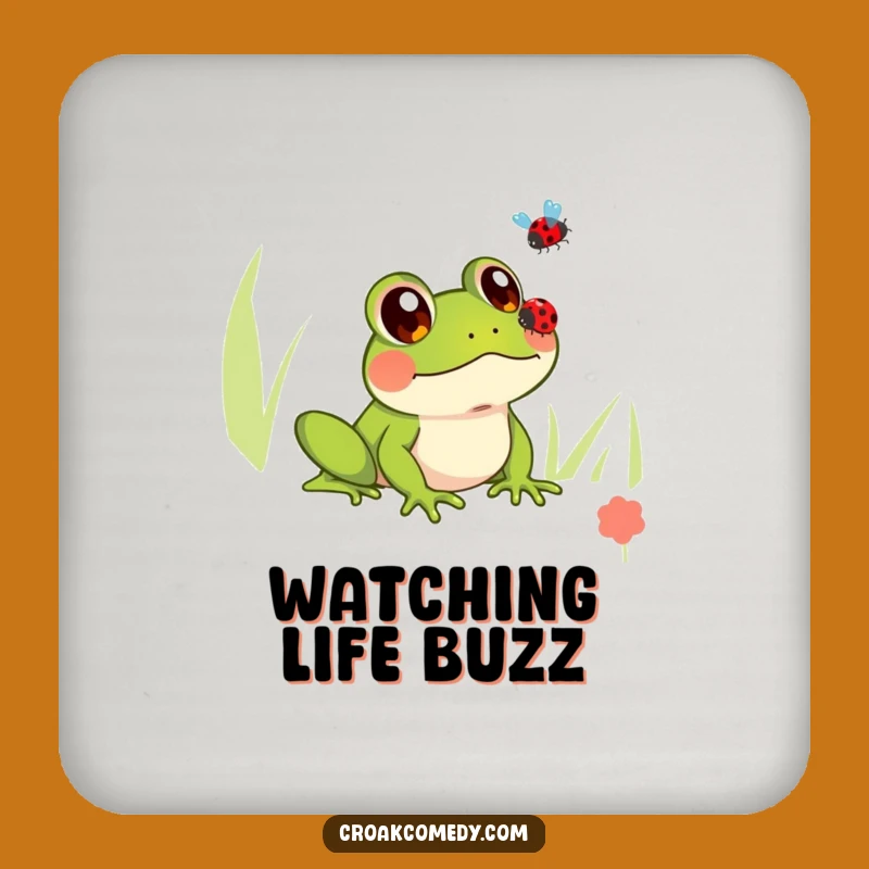 Funny Frog Drink Coaster: Innocent Ladybug Watcher Coaster, Sweet Funny Gift Protector
