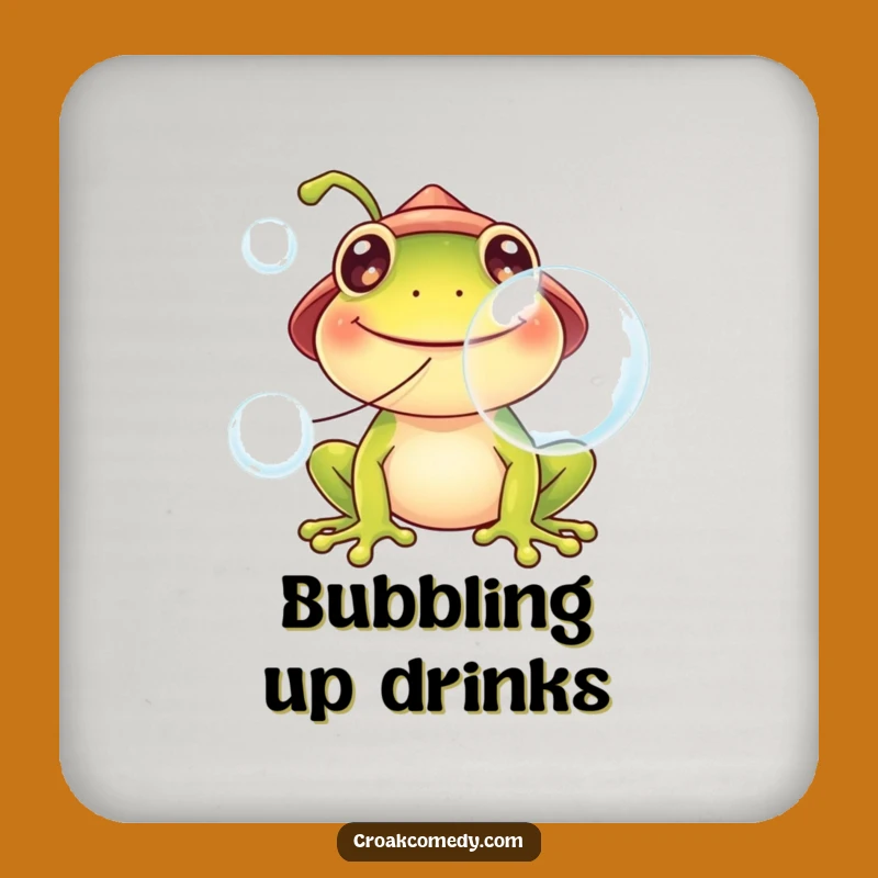 Funny Frog Hat Coaster: Bubble Blowing Drink Gift