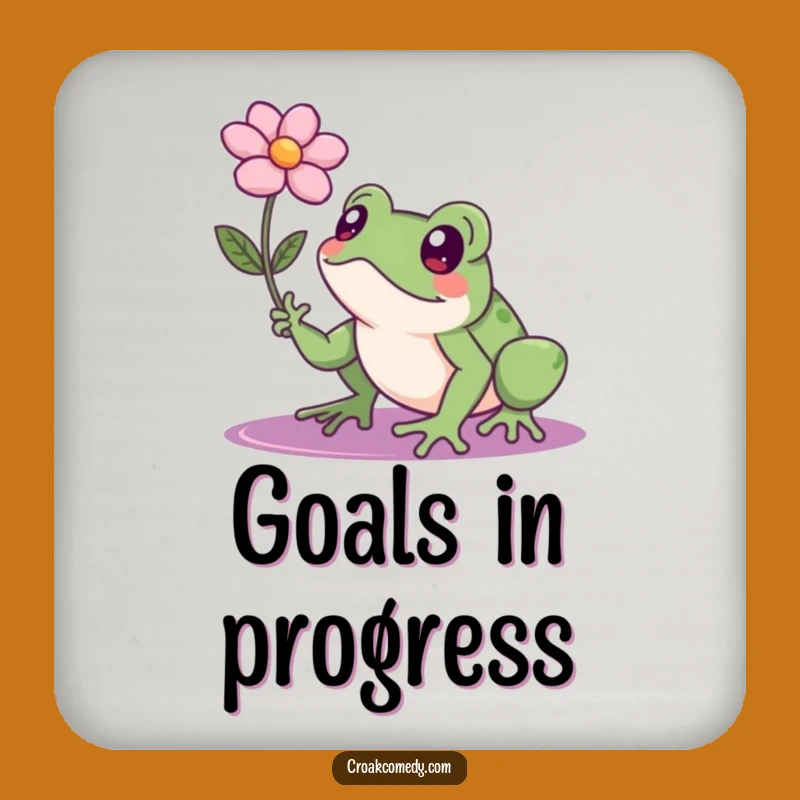 Funny Determined Frog Flower Coasters (Set of 4): Protect Surfaces with Purpose