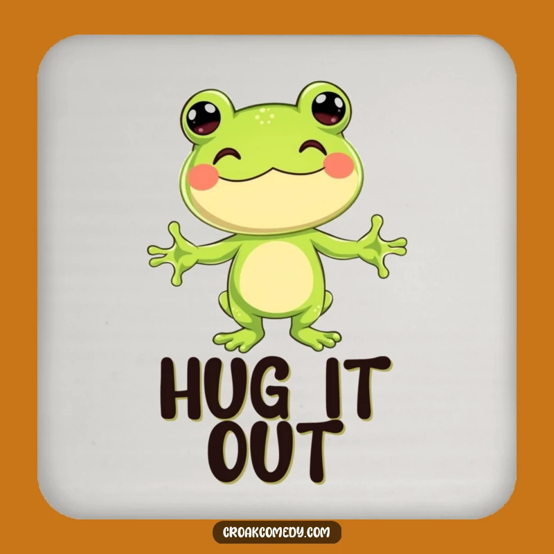 Funny Hugging Frog Drink Coaster: Add Amphibian Warmth to Your Table