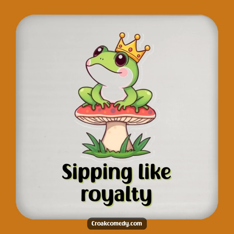 Funny Frog King Drink Coaster: Royal Protection, Cute Funny Gift