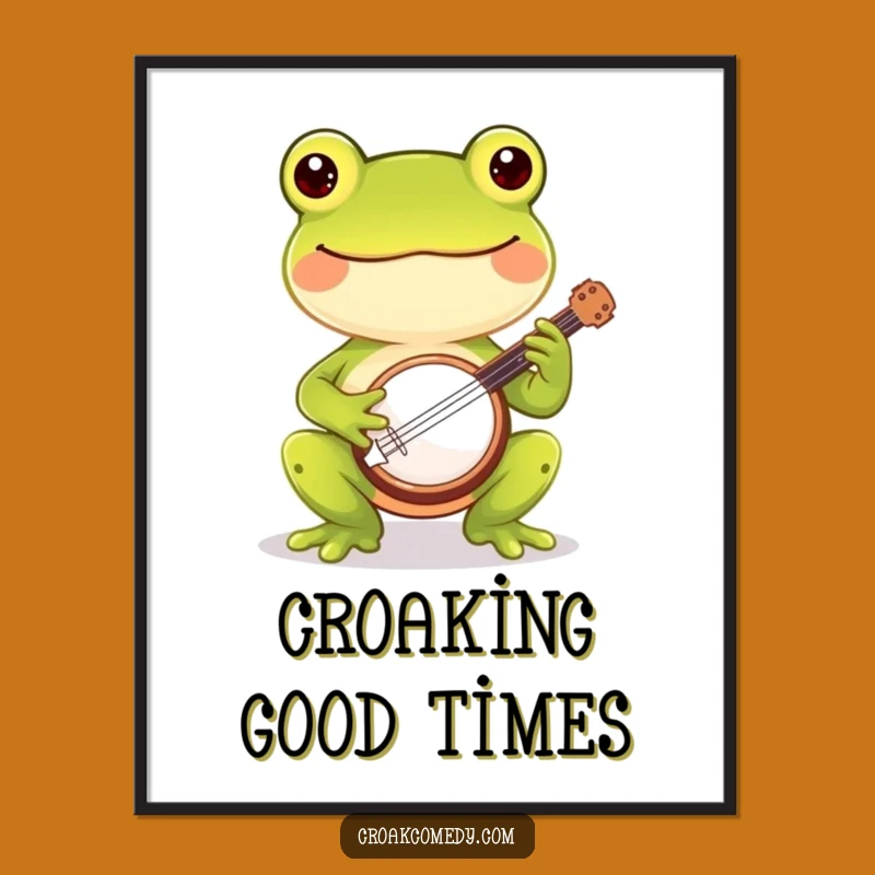 Funny Frog Poster - Cheerful Banjo Art, Humorous Musical Wall Decor Gift