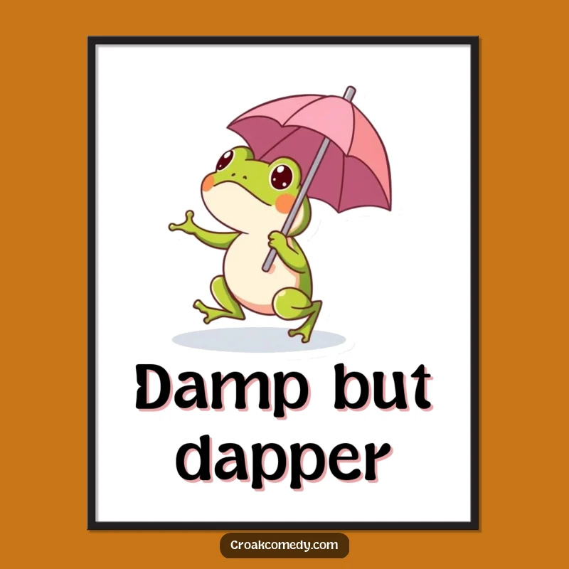 Funny Frog Umbrella Poster - Whimsical Wall Art for a Cheerful & Humorous Home