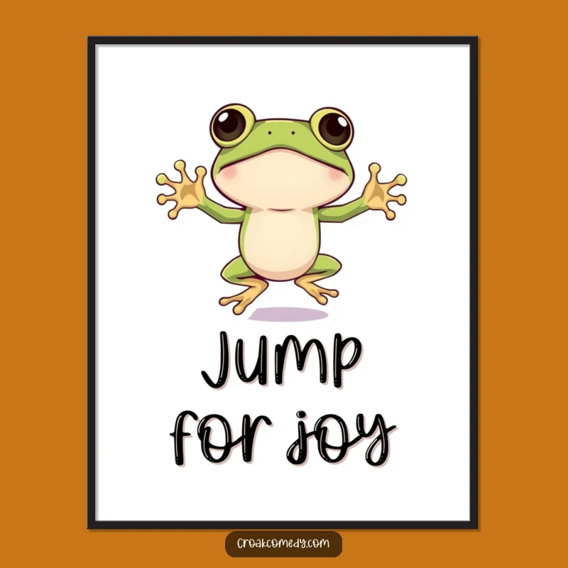 Funny Big Eyed Frog Jumping Jack Poster: Energetic Amphibian Art for a Hilarious Gift!