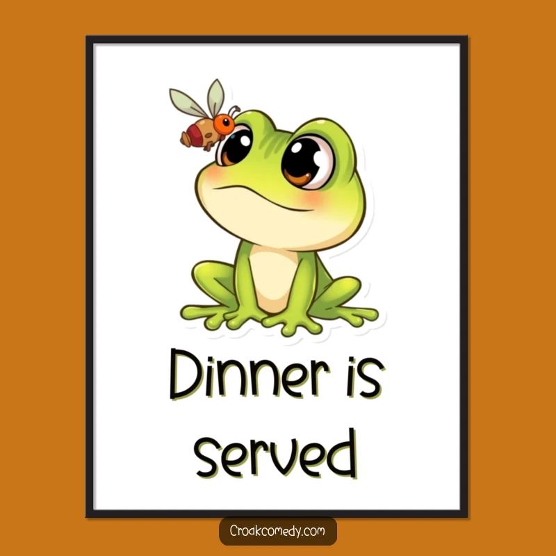 Funny Frog Fly Art Poster: Wide-Eyed Cartoon Character, Hilarious Wall Decor Funny Gift