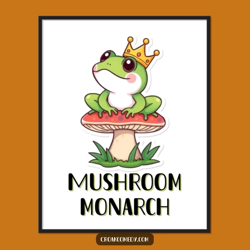 Funny Frog King Poster: Regal Art, Perfect Funny Gift for Wall Decor