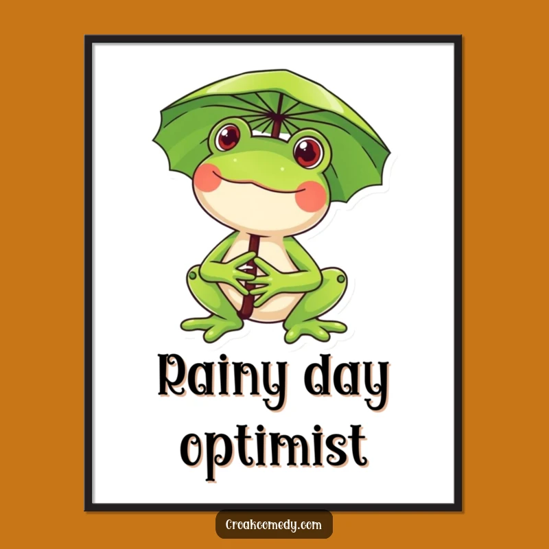 Funny Frog Lily Pad Umbrella Poster: Brighten Your Walls with Adorable Outdoor Cheer