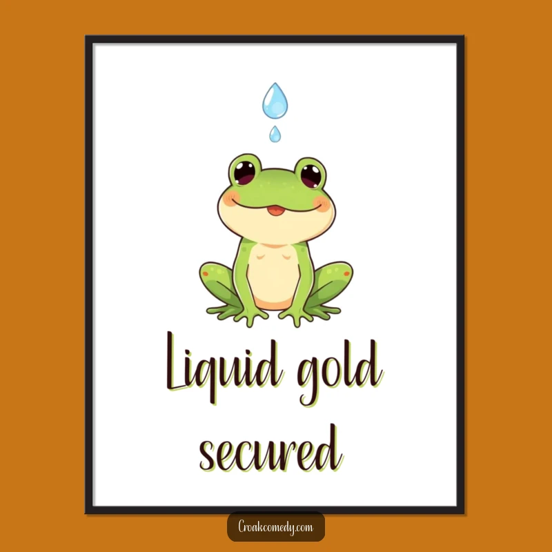 Funny Frog Poster: Cheerful Raindrop Catcher Wall Art, Inspiring Funny Gift Decor