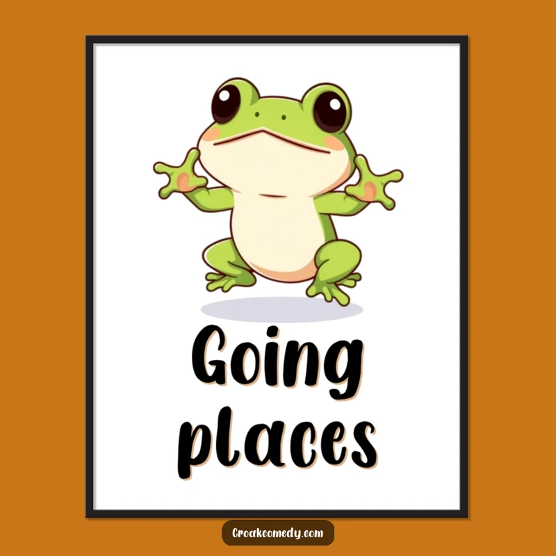 Funny Frog Poster: Eager Jumper Amphibian Art, Dynamic Funny Gift for Motivation