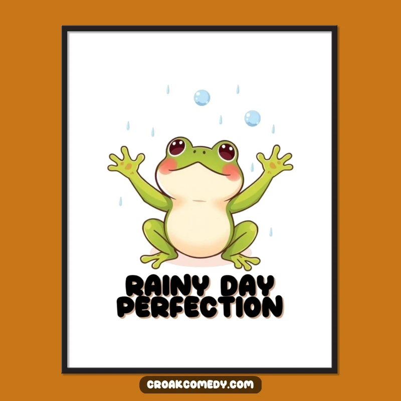 Funny Frog Rain Poster - Bring Delightful Weather Vibes Indoors