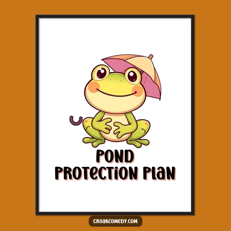 Funny Frog Umbrella Poster - Cheerful Amphibian Art for Your Walls!