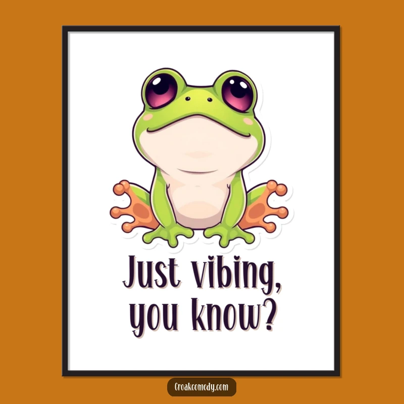 Funny Surprised Frog Poster: Wide-Eyed Wall Art for Laughs